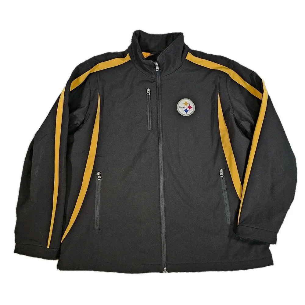 Pittsburgh Steelers NFL Mens 3 Layer Soft Shell Bonded Jacket with Fleece Lining